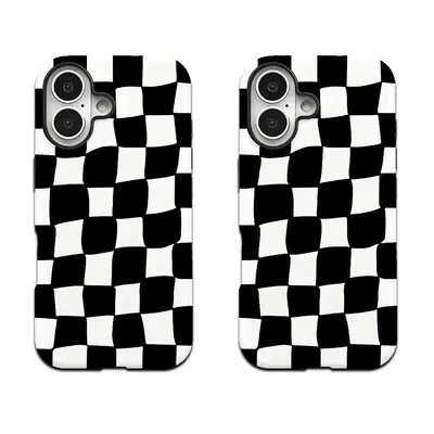 iPhone 16 Pro Max case, checkered pattern, 2-in-1, magnetic
