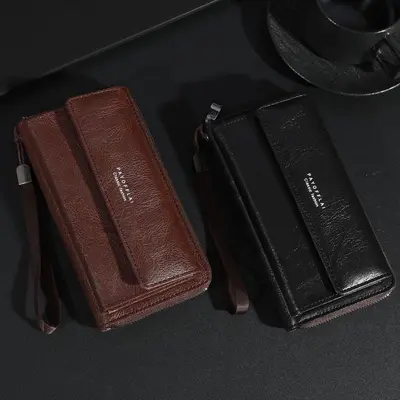 Long Men's Wallet, Solid Color, Lightweight for Daily Use - 1