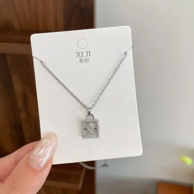 Stern- und Blüten-Quadrat Diamant Halsketten-Set - 7