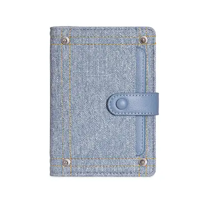 Retro denim pasaport cüzdanı ve kart çantası, taşınabilir belge saklama