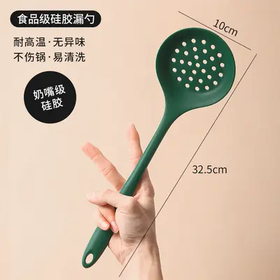 Toptan ev tipi yapışmaz silikon Çin spatulası yüksek sıcaklığa dayanıklı spatula seti kevgir kaşık seti mutfak eşyaları beş parçalı set - 11