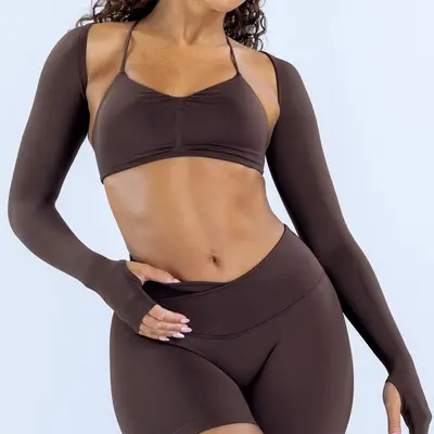Women's Seamless Open-Back Yoga Top with Shawl Design, Long Sleeve - 10