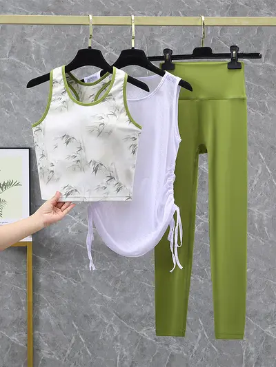 Printed Women's Yoga Set 2026 with Tunic Top for Fitness - 3