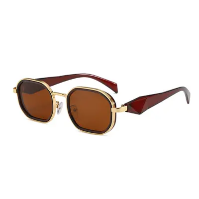 Schlichte schwarze Sonnenbrille, Metalloptik, UV-Schutz - 3