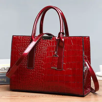 Damen-Crossbody-Tote-Bag mit Krokodilmuster - 9