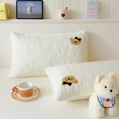 Dokulu yastık kılıfı çift 48x74cm su geçirmez kafa yağı karşıtı