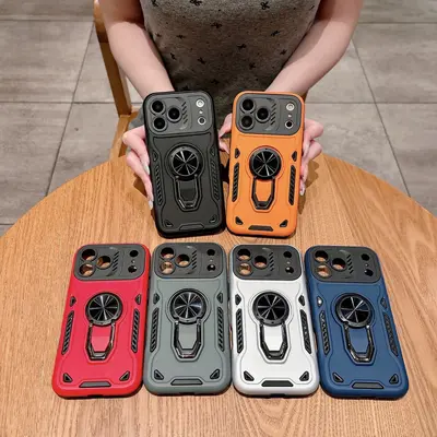 iPhone 17 Pro Max Handyhülle mit Präzisionslöchern, drehbarer Ringständer, stoßfest