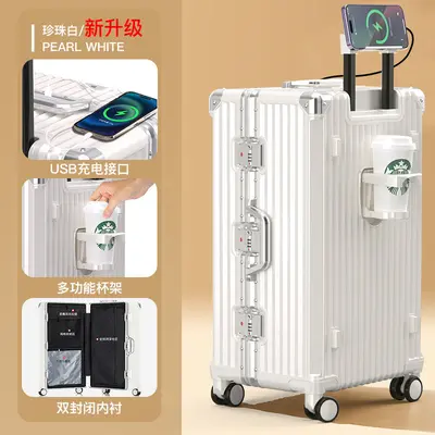 Silent Wheel PC Trolley Suitcase with Combination Lock, Large Capacity Travel Case - 7