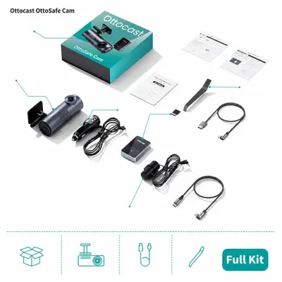 Ottocast çift kameralı kablosuz CarPlay dashcam, 2K QHD 1440p - 5