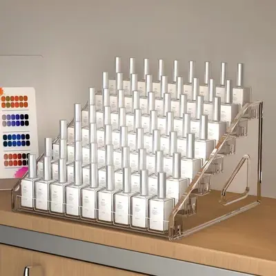 Nail art storage box multi-layer transparent nail polish display rack home daily use lipstick cosmetic nail polish glue storage shelf - 3