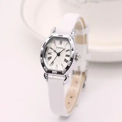 Barrel-Shaped Women's Quartz Watch Oval Leather Strap - 3