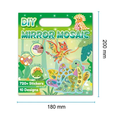 Dinozor Mozaik Çıkartma Seti, Ayna Yüzeyli DIY Erken Eğitim Oyuncağı