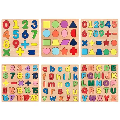 Wooden Number and Letter Shape Matching Puzzle for Early Learning - 6