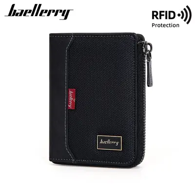 Kurze Herrenbrieftasche mit RFID-Schutz und Münzfach mit Reißverschluss - 1