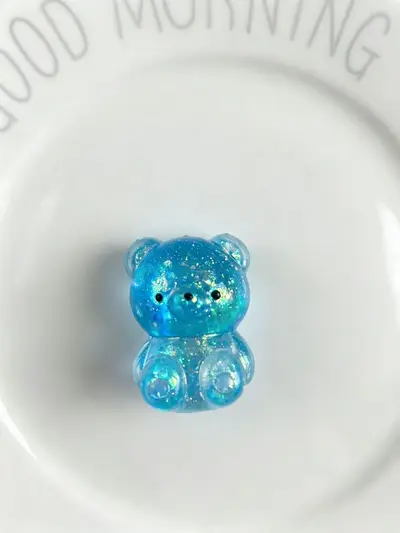 Iridescent Glitter Transparent Bear Squishy Stress Toy - 9