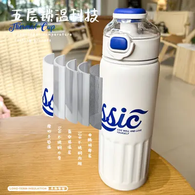 Summer straw insulated tumbler 316L stainless steel, stylish sports water cup for men and women, large capacity, drop-resistant, cold water cup - 5