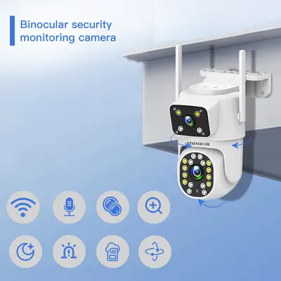 Dual-Objektiv 2,4 GHz Wireless-Kamera Heimsicherheit bidirektionales Mikrofon