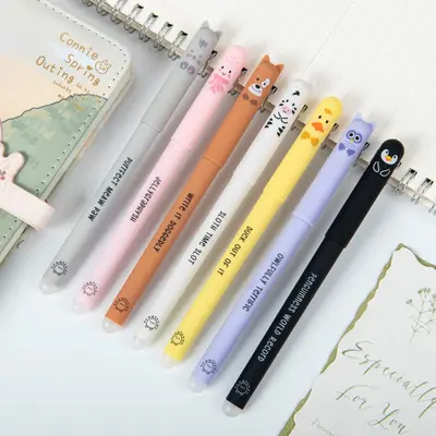 Erasable Gel Pen, Blue, Animal Pattern, for Students - 7