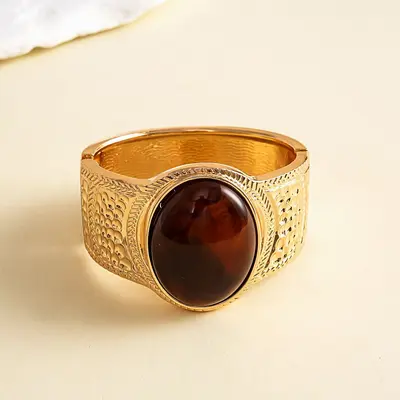 Striated gold bracelet, round, wrinkled design - 13