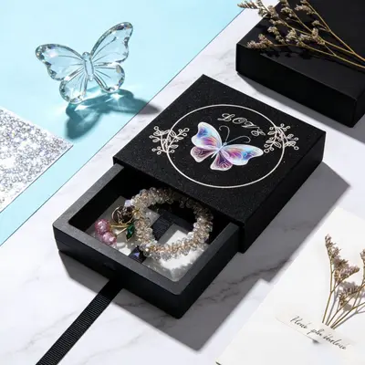 In Stock Starry Sky Silver PE Film Suspension Box Printed Pearl Jewelry Packaging Box Premium Gift Box Custom LOGO - 12