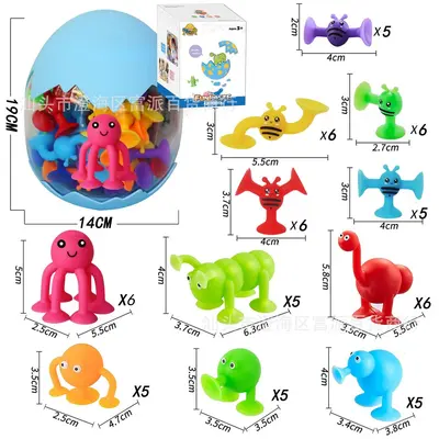 Children's Bath Toy Set, Suction Cup Animals, Educational Assembly - 9