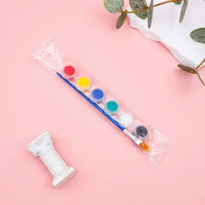 儿童丙烯颜料12色套装6连体美术画画DIY石膏娃娃填色水彩颜料 - 12