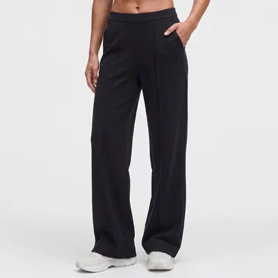 Kadın yoga pantolon geniş bacak, fleece astarı, yüksek bel