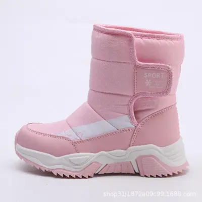 Children's Winter Snow Boots, Plush Lined, Waterproof, Large Sizes - 12