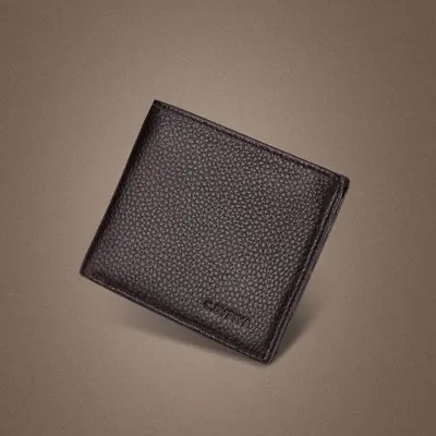 Erkek kısa gerçek deri fermuarlı cüzdan - 7
