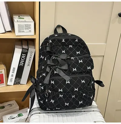 Bow Print School Backpack for Junior and Senior High School Students - 9