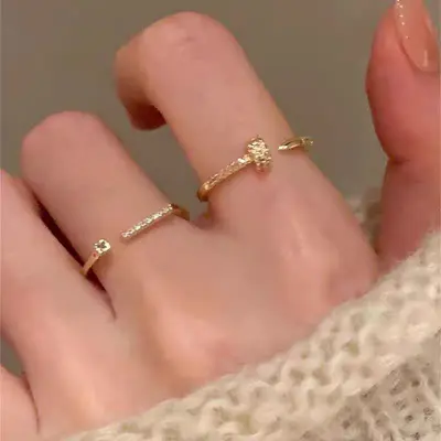 Zircon stone minimalist ring for women, stackable design - 3