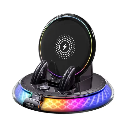Car Wireless Charging Phone Holder, Ambient Light, Automatic Clamp, Fast Charging