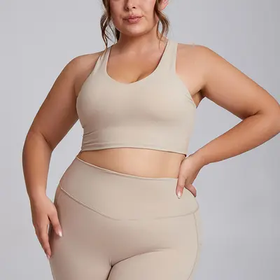 Nude-Feel Plus Size Yoga Set for Women, Two-Piece with Pockets - 12