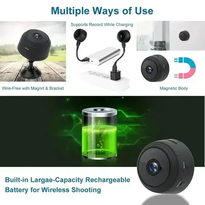A9 magnetic smart wireless WiFi network camera, HD, compact - 2