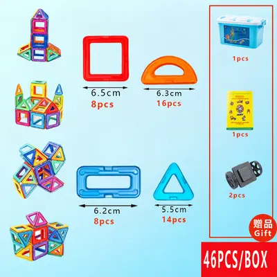 Strong Magnetic Tiles Set, Pure Magnets, Educational Kindergarten Toy - 9