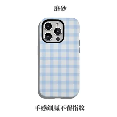 跨境款大孔菲林二合一全包手机壳包邮蓝色方格适用于苹果17pm安卓 - 7
