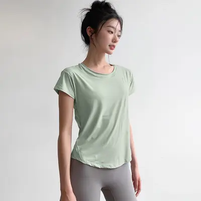 Women's Summer Fitness Running Top, Stretch Quick-Dry, Thin Loose Fit, Short Sleeve - 5