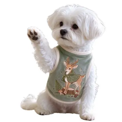 Herbst-Winter Flanell-Hundeweste mit Rehmuster und Leine