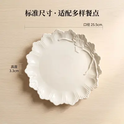 French Embossed Ceramic Dinner Plate for Salad and Dessert - 9