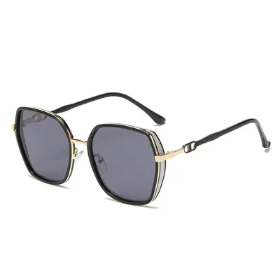 Oversized Metallic Glitter Frame Women's Sunglasses with UV Protection - 6