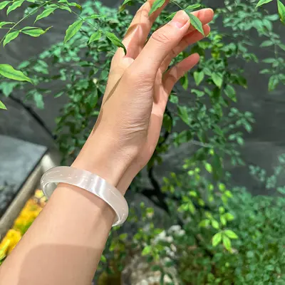 Jade bilezik, kedi gözü taşı, pembe tonlar - 5