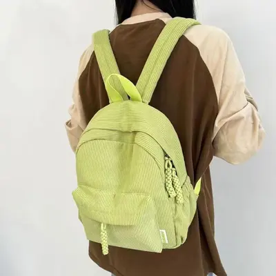 Stylish Corduroy String Backpack, New Travel Lightweight School Bag, Daily Use Backpack for University Students - 10