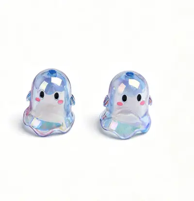 Acrylic Cartoon Ghost Pendant, Multicolor, Perforated, for DIY Phone Chain Accessories - 12