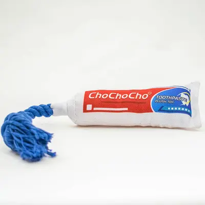 Mini Plush Dog Toy Shaped Like Toothpaste - 3