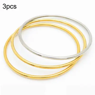 Foreign trade European and American personalized stainless steel 304 round wire 3mm flat ring multi-color welding-free seamless single-piece stacked bracelet - 13