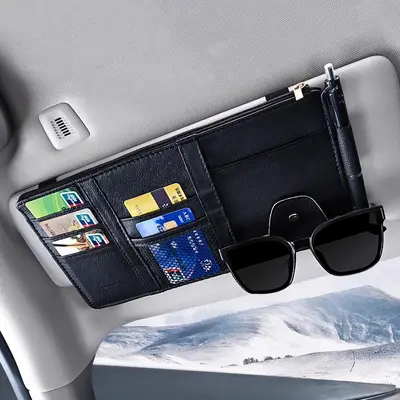 Car sun shade storage bag, multi-functional creative simple car card holder, ID holder, car sunglasses holder box