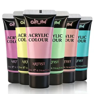 6-Color 22ML Fluorescent Acrylic Paint Set, Bright, for DIY Wall Painting - 8