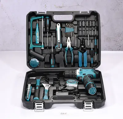 Storage tool box electric drill set multifunctional manual home hardware tool combination set tool bag - 9