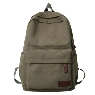 Canvas backpack, Japanese style, large capacity, durable, student