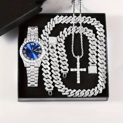 Herren-Quarzuhr und Kubanische Armband-Set